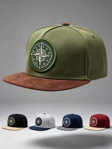 1pc Unisex Fashion Compass Embroidered Hip-Hop Color-Block Baseball Cap , Adjustable , Perfect For Outdoor Activities, Travel, And Running - Compass - View 2