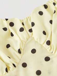 MOD Vestido de mujer sin mangas con estampado de lunares en color amarillo pálido - Amarillo - Ver 7