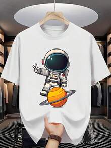 Camiseta de Manga Corta con Estampado de Moda para Hombres de Verano - Blanco - Ver 1