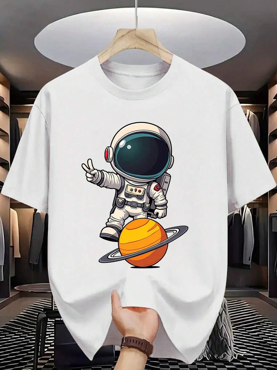 Camiseta de Manga Corta con Estampado de Moda para Hombres de Verano - Blanco - Ver 1