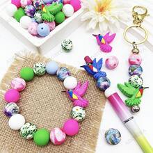 25/55pcs Animal Theme Silicone Bead Set, Bird Shaped Silicone Beads (Pink, Blue, Green, Cyan), Suitable For Beading Pens, Bracelets, Bags, Makeup Beading Supplies, Necklaces, Etc. Matching More Freely, Exercising Patience And Focus, Perfect Birthday Gift, Back To School, Halloween, Father's Day, Mother's Day, Etc. - Bird Series - View 7