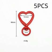 5 piezas Anillos de llave con broche de langosta en forma de corazón giratorio de colores, conector de resorte, hebilla de resorte en forma de corazón rojo pequeño, accesorios de joyería DIY, anillo abierto de corazón esmaltado para llavero, adecuado para bolsos, correas de perro, llaves, fabricación de joyería DIY - llavero de amor - Ver 10