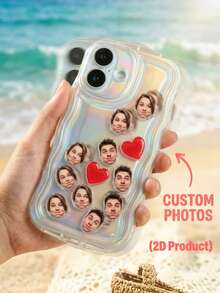 Funda de teléfono personalizable con foto agitable, con diseño láser antideslizante, funda protectora de teléfono con mascota/retrato, funda de teléfono imprimible divertida. Fabricada en material de plástico ABS con marco antideslizante ondulado, compatible con fotos personalizadas, decoración de juguete agitable incorporada y diseño de impresión 2D. - Multicolor - Ver 2