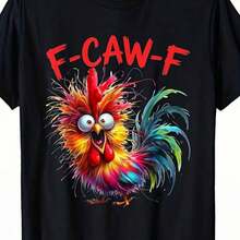 Camiseta con Estampado de Pollo y Frases Humorísticas F Caw F - Negro - Ver 7