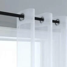 Semi-Sheer Curtains With Grommets For Installation On Standard Rods. The Fine, Airy Fabric Lets In Soft Light, Protects Privacy, And Complements A Variety Of Decorating Styles In Bedrooms And Living Rooms. - Putih - View 5