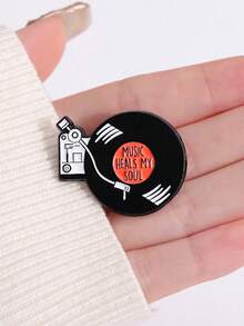 1 chiếc ghim cài áo chữ cái phong cách đường phố giản dị bằng hợp kim kẽm, ghim cài áo từ tính bằng nhựa vinyl đen dùng được cả bốn mùa, phụ kiện cài áo hình học màu đen chủ đề âm nhạc. - băng vinyl - Xem 7