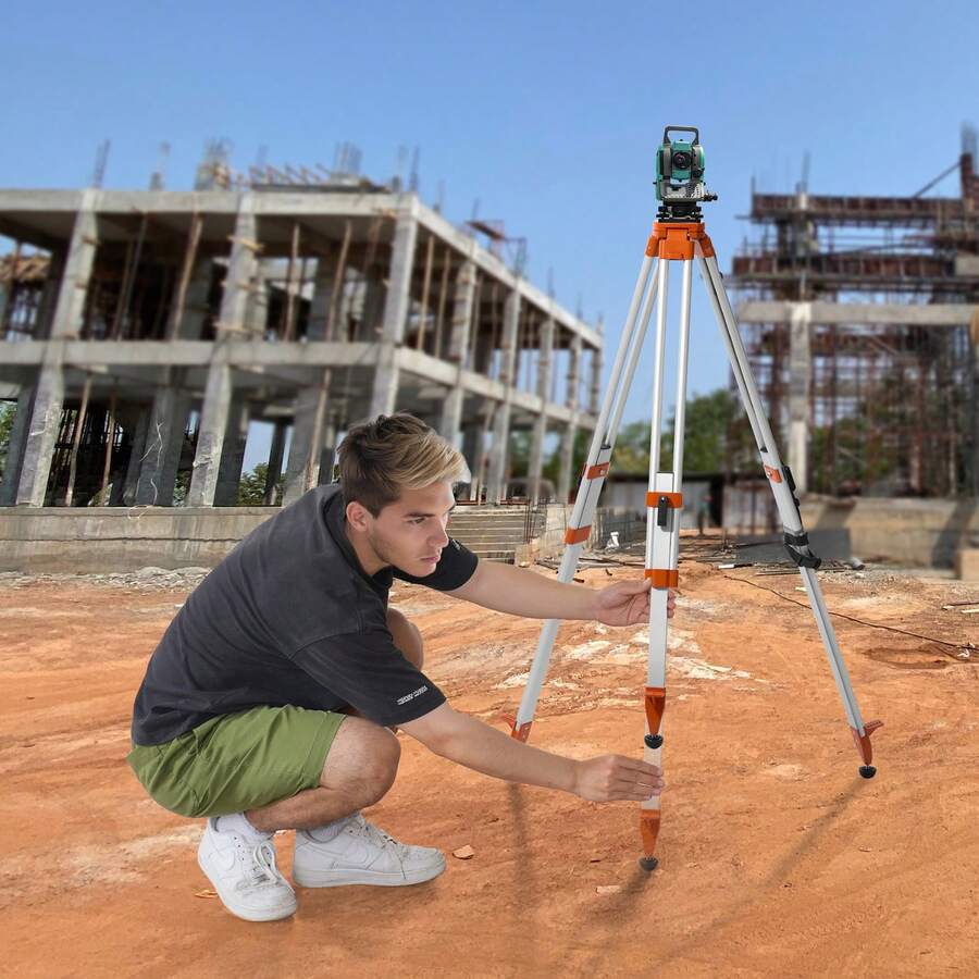 Laser Level Tripod, 5/8"-11 Thread Mount, 16.53-65.55 Inch Height Adjustment, Heavy-Duty Surveying Tripod For Construction Laser Level Scanners, Retractable Legs, Non-Slip Feet, Professional - Professionelle Zugbeine - View 1