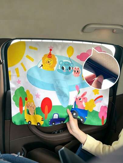 1 perdea auto cu desene animate, cu șină glisantă, parasolar lateral pentru copii, izolare termică și protecție a intimității, potrivită pentru utilizarea în mașină pe timpul verii