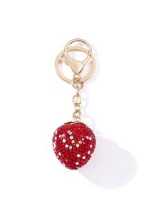 1 pieza colgante de fresa grande con strass, macaron multicolor con strass en forma de fresa, diseño de lujo brillante, accesorio versátil para bolso, regalo pequeño exquisito para mejor amigo - Multicolor - Ver 13