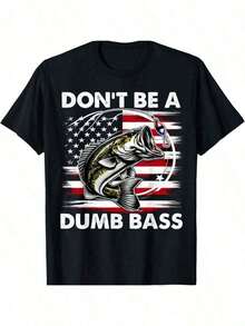 Fishing T-Shirt "Don't Be Silly, Bass" - Funny Father's Day T-Shirt - Gift For Dad, Man, Boy, Family - YYQ 180g - 黑色 - 查看 1