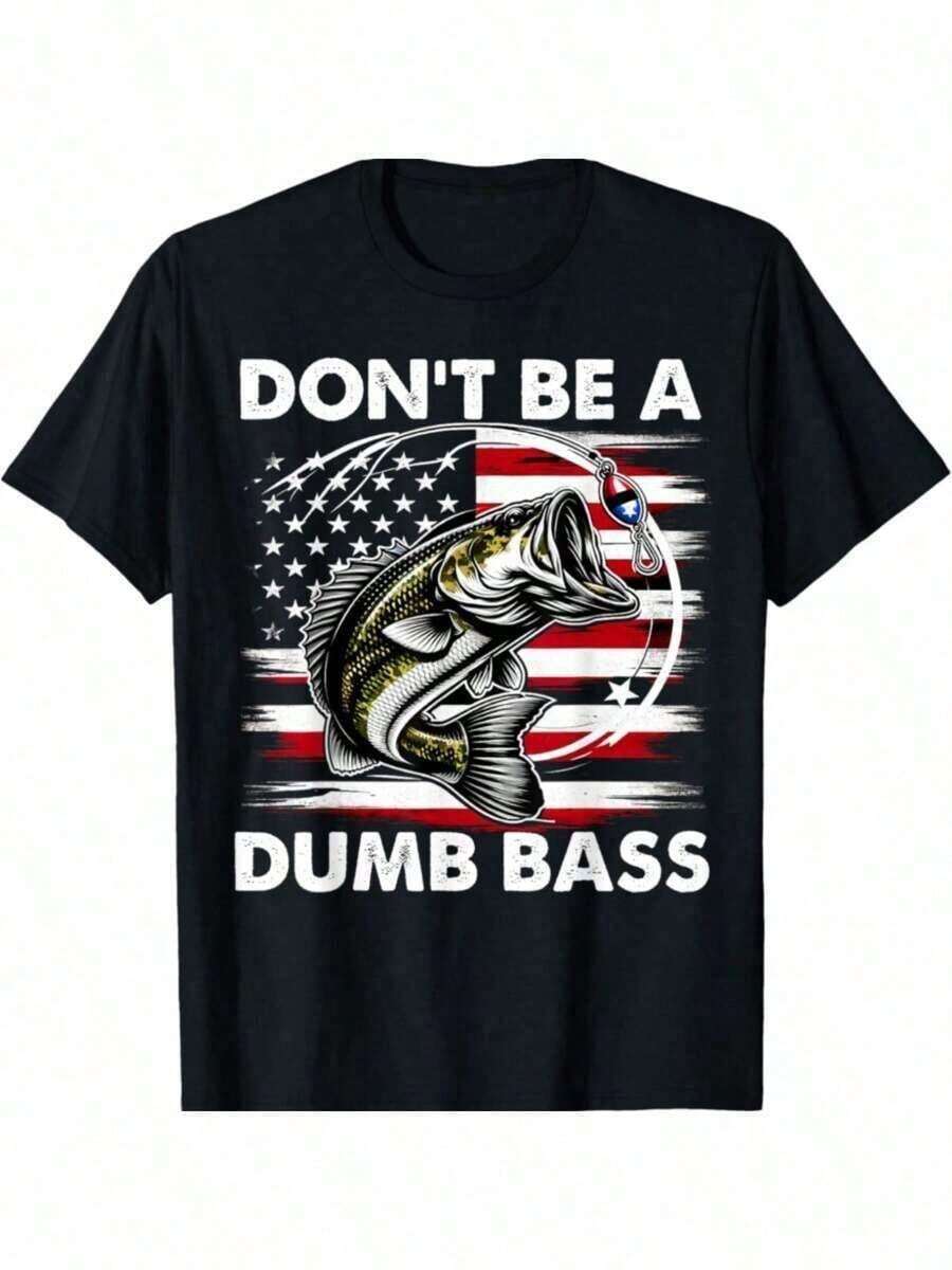 Fishing T-Shirt "Don't Be Silly, Bass" - Funny Father's Day T-Shirt - Gift For Dad, Man, Boy, Family - YYQ 180g - 黑色 - 查看 1