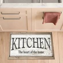 1pc Home Decor, Kitchen Text & Graphics Printed Mat, Silica Gel Kitchen Carpet, Washable Rectangular Rug, Suitable For Living Room, Bedroom, Hallway, Bathroom, Laundry Room - Polyester Carpet, Indoor & Outdoor Home Decor - Multicolor - View 3