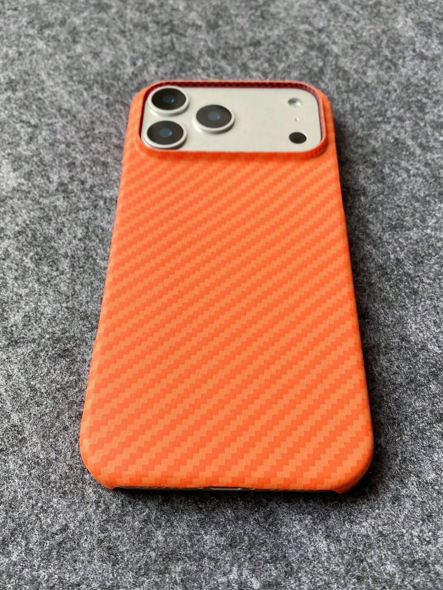 1 ốp lưng điện thoại từ tính họa tiết sợi carbon, tương thích với iPhone 17 Pro Max, Air 16, 15, 14, 13, 12 Pro Max Plus, hỗ trợ sạc không dây, ốp bảo vệ tản nhiệt dạng bán kín, bề mặt mờ. - trái cam - Xem 1
