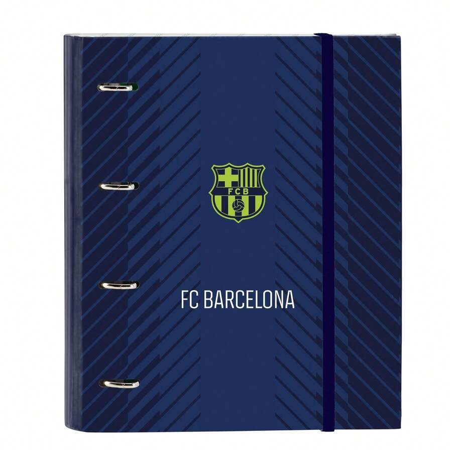 | Folder Folio 4 Rings FC Barcelona Navy Blue 35 Mm With Refill, Hard Covered, 100 Sheets A4 Grid 5x5 Mm 80 G/M², Elastic Closure And Dividers - Folder - Navy - View 1