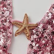 Women Summer Two Piece Outfits Shorts Set Polka Dots Print Halter Deep V Neck 3D Flower Crop Tank Top + Matching Shorts Set Slim Fitted Jumpsuit Party Clubwear Beachwear Y2K Streetwear - 亮片粉色 - 查看 9