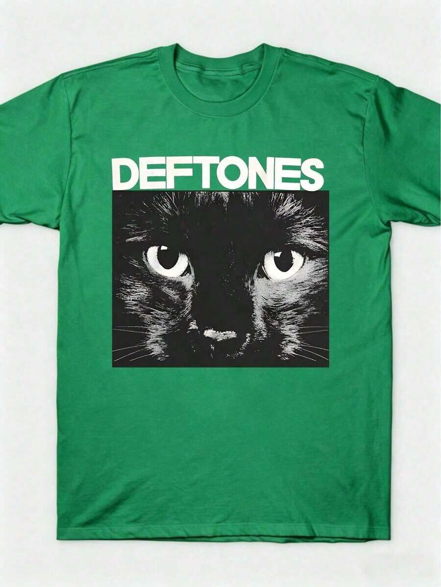Deftoness Singer Band 2026 T-Shirt For Men And Women, Hip Hop Rock Style, Fashion Short Sleeve T-Shirt, Plus Size Summer T-Shirts, Versatile And Basic Tops For Women, Christmas Clothing For Men - 綠色 - 查看 1