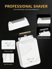 HIENA Juego de cortapelos para hombres 4 en 1 - Afeitadora eléctrica + Recortadora de contornos + Recortadora de vello nasal + Maquinilla de afeitar, Carga USB Tipo C, Larga duración de la batería, Bajo nivel de ruido, Herramienta de corte de pelo profesional para uso doméstico/salón, Juego de regalo - Ver 6