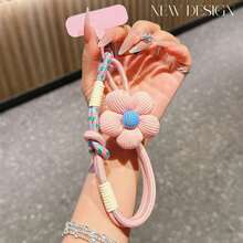 1pc Dopamine-Enhanced Mobile Phone Lanyard/Wrist Strap, Colorful Card Keychain, Anti-Loss, Cute Flower Mobile Phone Strap - Multicolor - View 14