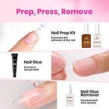 Beetles 224Pcs Tipex Instant Apex Nail Tips Kit, Reinforced Apex Strong Long-Lasting, 20g Solid Nail Glue, Mini UV Lamp Base & Top Coat Manicure Set - 短方 - 查看 7