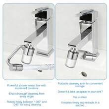 Universal Rotating Faucet Extender, 2 Spray Modes Sink Aerator With Stainless Steel Filter - Silver - View 6