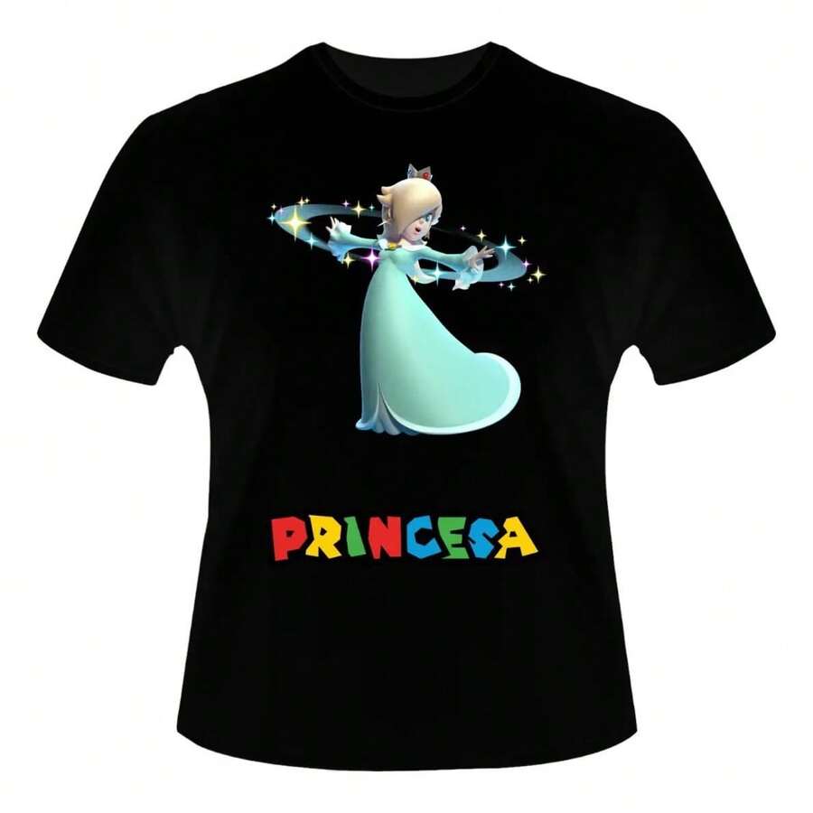 Playera Princesa Peach Rosalina Daisy Personaliza - Negro - Ver 1