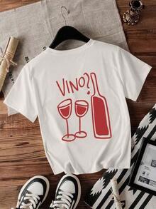 Gift [New Products Arrive In Great Style] Women's Casual Short Sleeve Crew Neck T-Shirt With Lemon Print, Unisex Summer Outing T-Shirts, Soft - 白色 4 - 查看 3