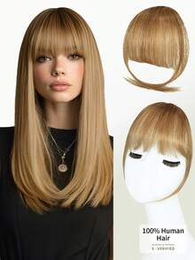 DNE HAIR 100%健康原色真人髮接髮 無瀏海 6#淺棕色 自然輕盈瀏海假髮 柔軟絲滑親膚 不掉髮不打結 無縫隱形設計 易安裝易拆卸 可重複使用 適合女性女孩初學者 日常妝容 度假 街頭風 結婚髮型造型轉換 - S6 - 查看 6