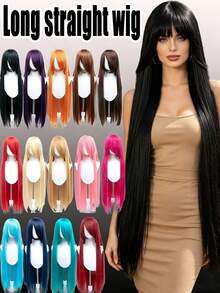40 Inch Straight Synthetic Wig, Suitable For Party, Cosplay, Music Festival, Halloween - Multicolor - View 1