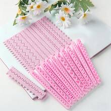 Edge Pattern Polymer Clay Cutters, Decorative Edge Mold For Handmade Zigzag & Stitched Pattern Earring, Ideal For Textured & Boho Vibe Jewelry Crafting - Pink - View 1