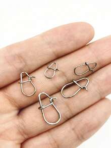 100pcs Gourd-Shaped Snap Swivels Reinforced Connectors, Micro Baitcast Rings, Fishing Accessories - Silver - View 2