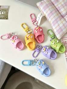 6/3/1pcs Cute Resin Sliding Buckle Keychain Set, Colorful Design Keyring, Creative Resin Colorful Mini Clog Shoe Charm Keychain With Decorative Pendant, Fashionable Hanging Accessory For Bags, Backpacks, Keys - Multicolor - View 6