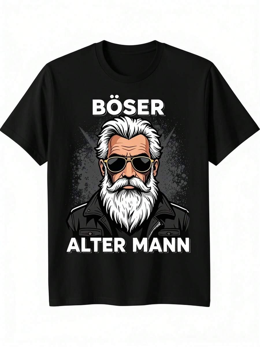 T-shirt de motard sarcastique pour hommes - Impression graphique audacieuse "Vieux méchant pour l'homme", col ras du cou à manches courtes, coupe régulière, confort toutes saisons, convient pour le port quotidien et la conduite de moto, lavable en machine. Cadeau de motard - Noir - Voir 1