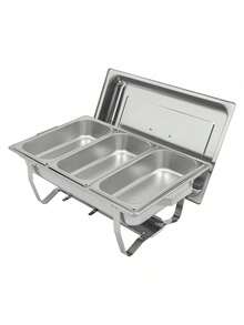 Chafing Dish Buffet Set, Rectangular Catering Chafer Warmer Set, Buffet Dishes Warming Set - 銀色 - 查看 11