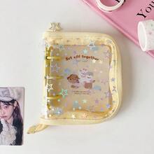 Cute Star Glitter PVC Photo Album, 3-Inch Mini 6-Ring Zipper Storage Pouch, K-Pop Idol Photo Card Collector Book, Cute Cartoon Aesthetic Style Diary Storage Organizer,Card Holder - Multicolor - View 4
