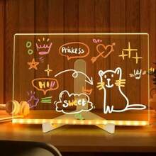 Pizarra LED que cambia de color, pizarra acrílica de 30 x 20 cm, bloc de notas Arts Doodle con bolígrafo de 7 colores y trapo, bloc de notas luminoso para escritorio con soporte, ideal como regalo para niños, colegio, hogar, cafetería u oficina. - 1 - Ver 8
