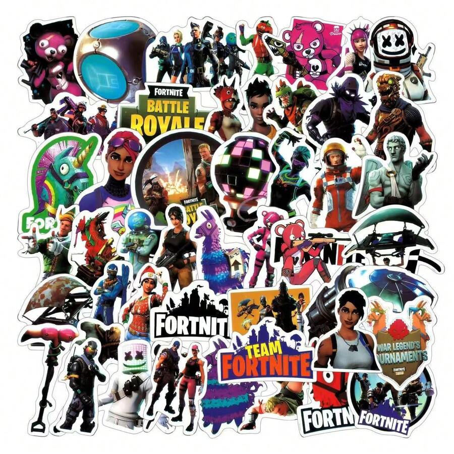 Funko 50 Pieces Of Waterproof Stickers For Fortnite Game Peripherals, Cartoon Decorations For Suitcases, Mobile Phone Account Stickers - Multicolor - View 1