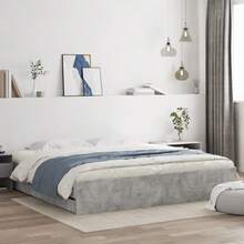 vidaXL Bed Frame, Bed Base With Slatted Base, Guest Bed With Drawers, Single Bed, Bedroom Bed, Bedroom Furniture, Concrete Grey 90x200cm, Wood-Based Material - Concrete Dust - View 14