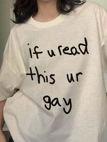Short-Sleeve "You're Gay" Y2K Style T-Shirt, Funny Gay T-Shirt, 90s LGBTQ Pride T-Shirt, Bisexual, Gay, Lesbian T-Shirt, Ironic T-Shirts And Damned Memes That Are Serious, Pride T-Shirt. 100% Cotton. - 白色的 - 查看 3