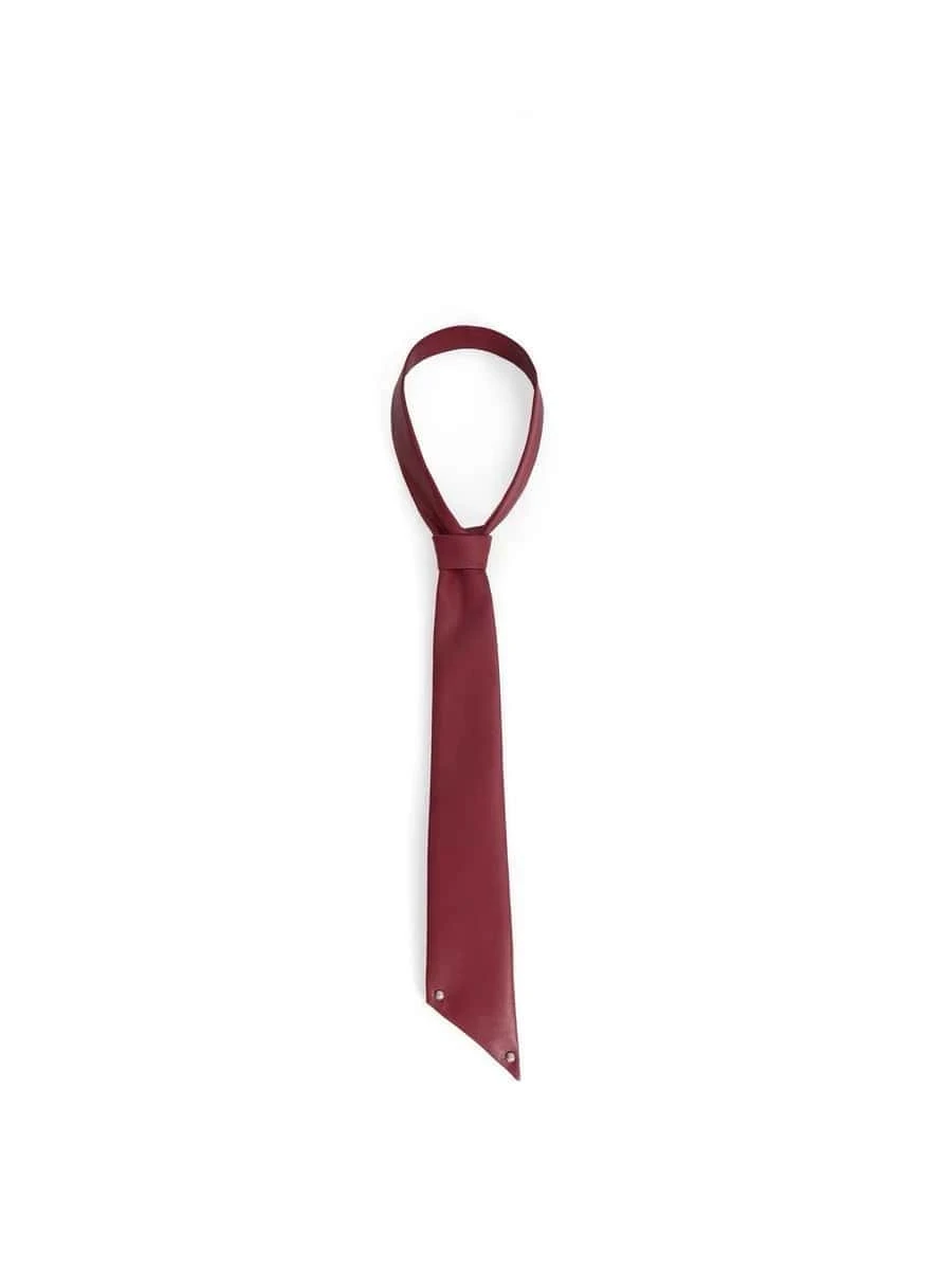 1Pc Men Women PU Leather Tie Bordeaux Red Business Daily Fashion Accessory - Red - View 1