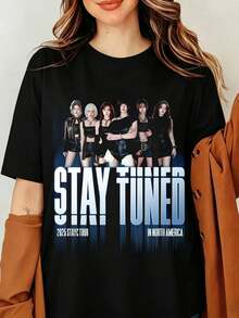 STAYCS 2025 Tour Stay Tuned T-Shirt, North America Concert Merch Sieun Isa Seeun Yoon K-Pop Girl Group Photo Portrait, STAYCS Stay Tuned Tour 2025 In US T-Shirt, STAYCS Tour Shirt, Group Fan Gift, StayCS I Want It Shirt, StayCS Merch, StayCS Shirt - Black - View 6