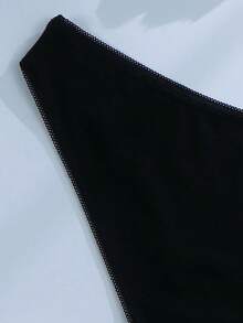 5pcs/Set Women's Pure Cotton Solid Color Comfortable Skin-Friendly Triangle Panties - Black - View 8
