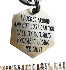 Kcsznk Funny Dog Tag,Stainless Steel Pet ID Tags, Personalized Got Lost Dog Collar Tag Puppy Tag Pet ID Tag,Call My Mom Before She Loses Her , Gift For Small Large Dogs Cats - ColorB - View 1