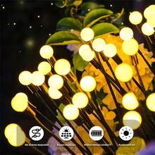1 pieza Luz solar de estaca de 10 LED con diseño de luciérnaga, lámpara decorativa navideña para exteriores - luces solares - Ver 4