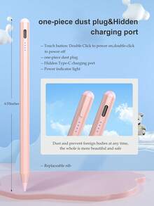 Stylus Pen With Control Function, Tilt Sensitivity, 90mAh Battery Capacity, Compatible With IPad 10th 10.9-Inch 2022, Air 4/5/6/M4, A16 11th 2025, Air 11&13-Inch (M3/M2), Pro 11/12.9-Inch - Pink - Pink - View 7