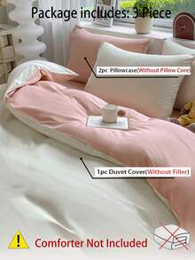 3pcs Blue & White Patchwork Soft Cotton Duvet Cover Set - White - View 8