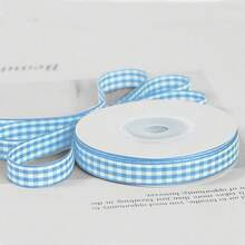 JaoZuyard Light Blue Gingham Ribbon 3/8 Inch X 25 Yards Plaid Ribbon 100% Polyester Woven Edge Flower Fabric For Wedding Invitations Bridal Bouquets Party Decoration Gift Wrapping Bow Making Ribbons - 顏色B - 查看 2