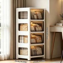 Office Storage Trolley, 3/4/5/6/7-Tier Multi-Functional Organizer Cart With Drawers &Wheels, Rolling Office Storage Shelf. It Serves As A Slim Gap-Side Rack Suitable For CubiclesAnd Home Offices, Ideal For Storing Documents, Books, Snacks And Other Practical Office - 透色 - 查看 3