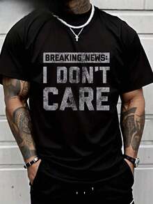 Short-Sleeve Funny T-Shirt PAYEAH Latest News L I Don't Care T-Shirt (Single Piece) Cotton Heavyweight Cotton T-Shirt 100% Cotton 100% Cotton - 黑色 - 查看 1