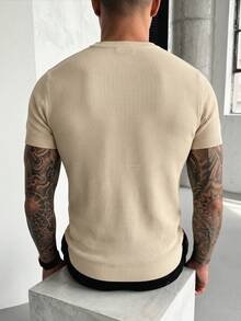 Camisa de manga corta de punto acanalado para hombre GRDR, adecuada para reuniones de negocios de verano, simple y versátil - Albaricoque - Ver 6