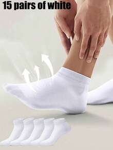 5/10 Paar weiße Knöchelsocken für Frauen, dünne Baumwoll-Freizeitsocken für Reisen, Schule, Büro, unisex - Weiss - Übersicht 18